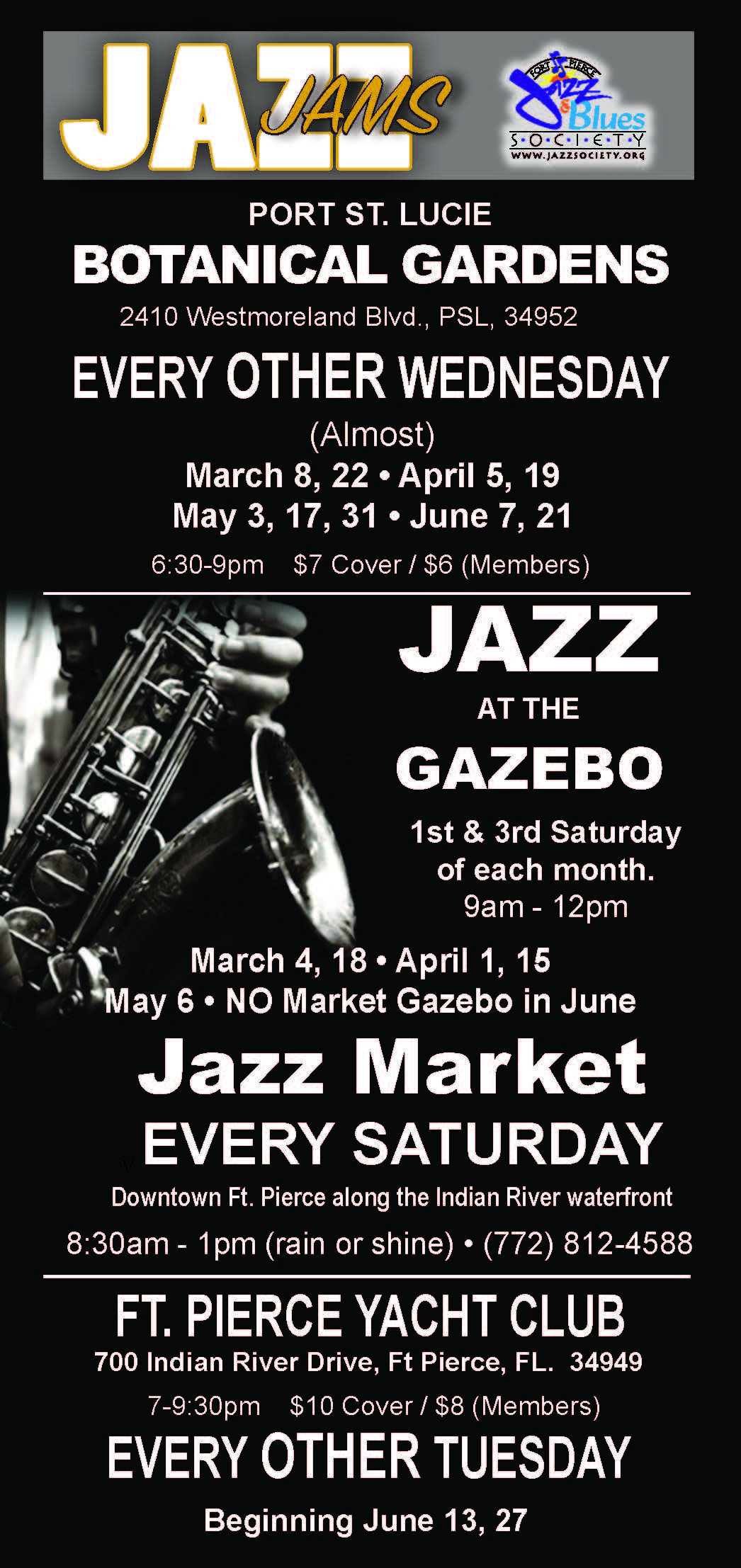 Fort Pierce Jazz & Blues Society - Jazz Jam Schedule
